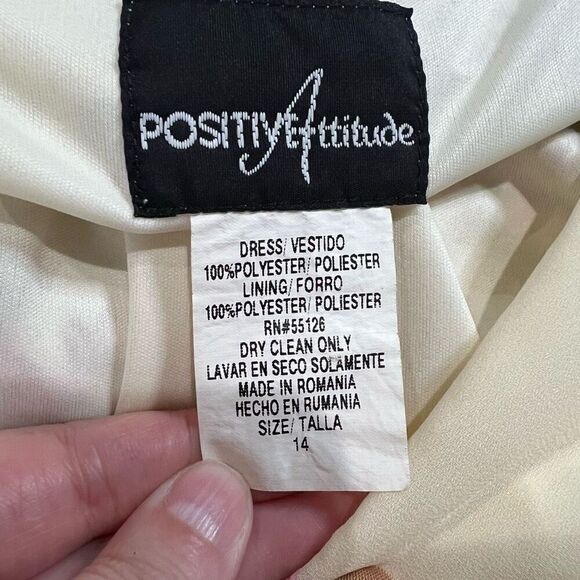 Vintage 90’s Pale Yellow‎ Pink Rose Print Flutter Sleeve Asymmetrical Hem Dress - Picture 3 of 7